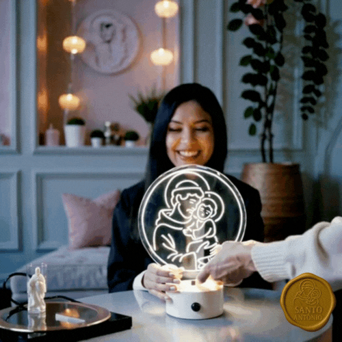 Luminária de Santo Antônio com o Menino Jesus em Acrílico Cristal®