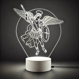 Luminária de Anjo Miguel Arcanjo e Anjo com Asas Abertas em Acrílico Cristal Luminoso Cristal®